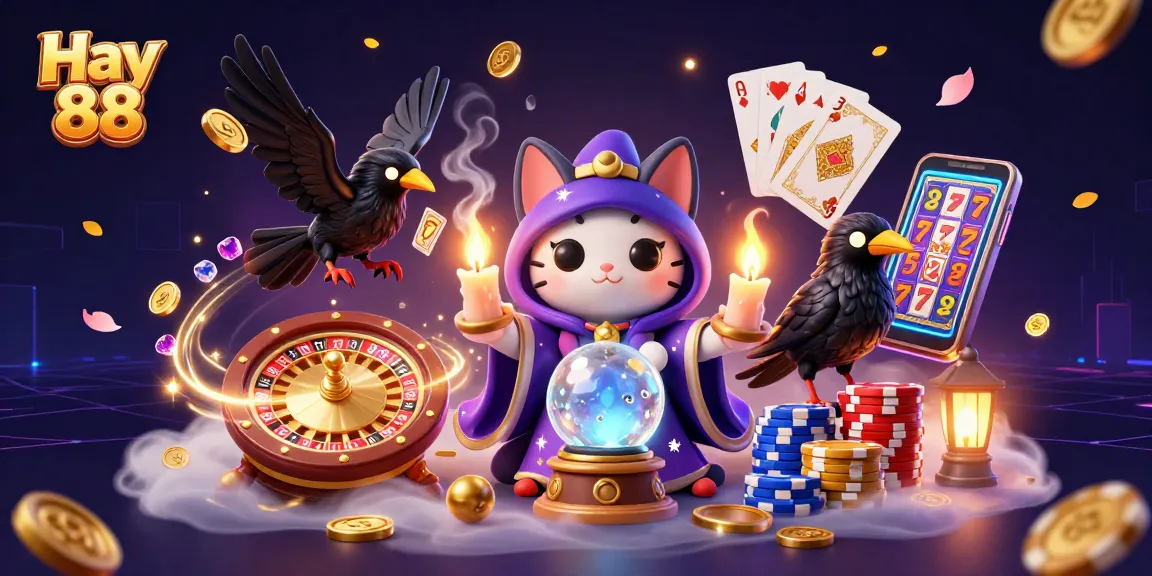 Experience winning thrills at Hay 88 with a vibrant illustration of fortune and luck in a casino setting.
