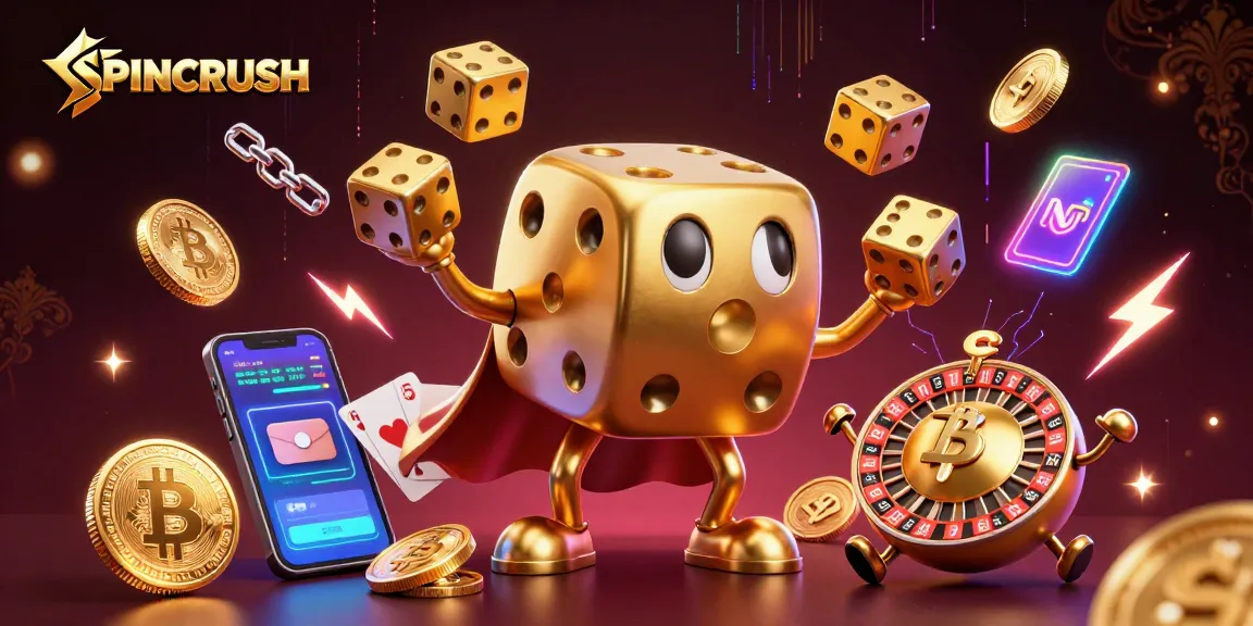 SPINCRUSH offers players thrilling cascades of wins with dynamic golden dice and vibrant crypto elements.